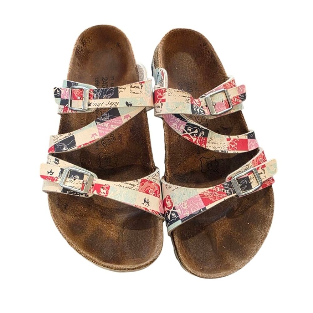 Birkenstock Florida Women’s 37 Narrow Multicolor Postcard Travel Print Sandals